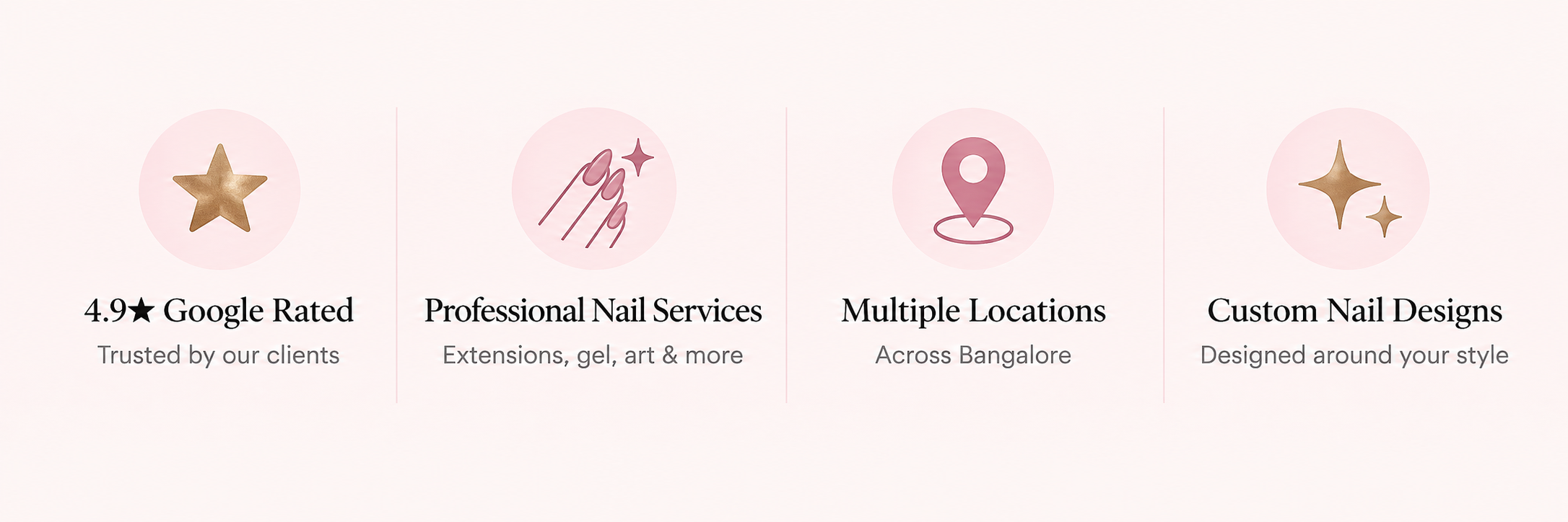 Cosmic Lashes And Nails 4.9 star Google rated professional nail services multiple Bangalore locations and custom nail designs